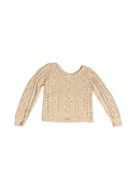 Rex & Co Beige Sequin Knit Sweater Top Loose Fit Size Large Wool Blend